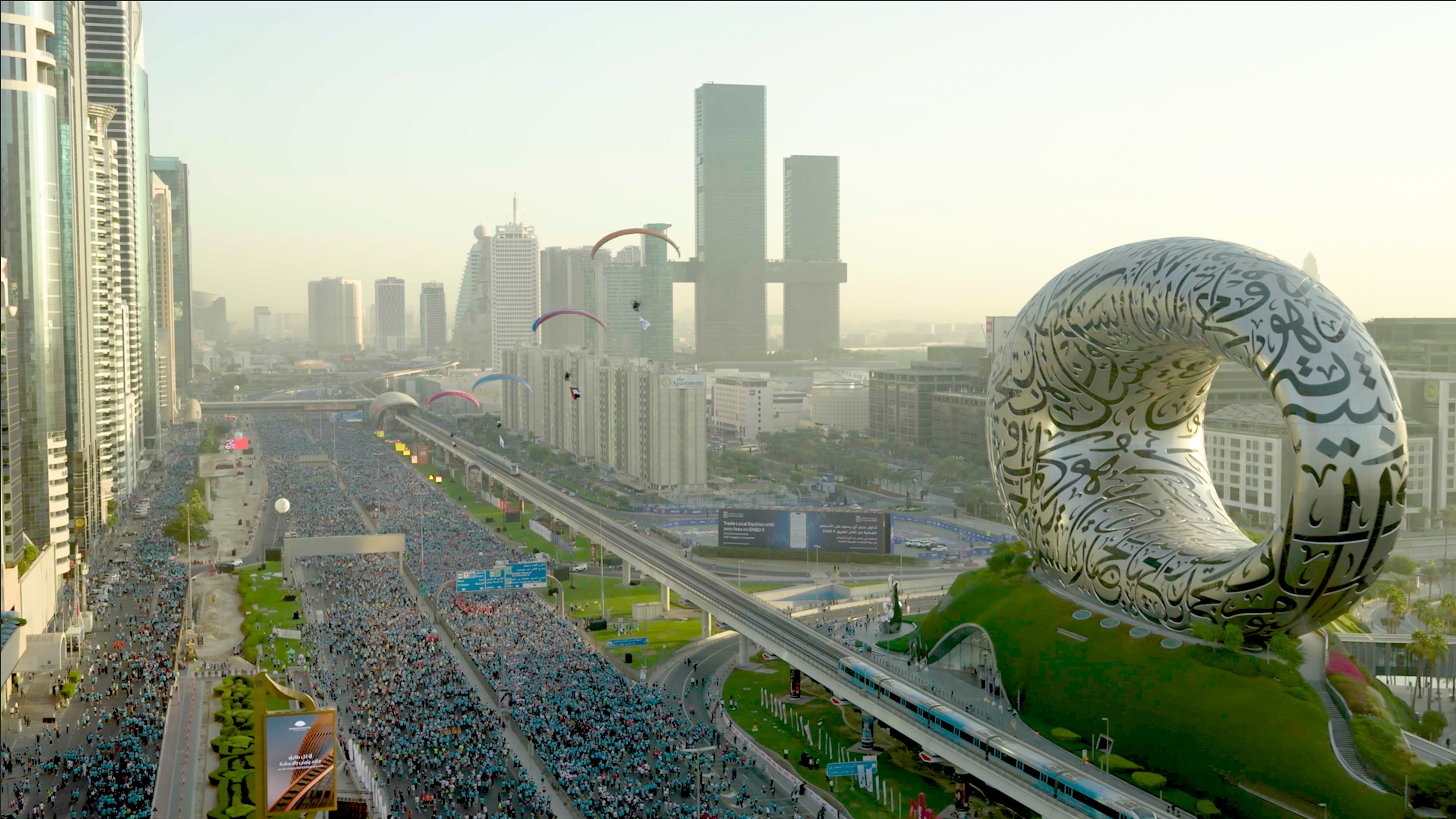 Dubai Run on Sheikh Zayed Road beside Museum of the Future