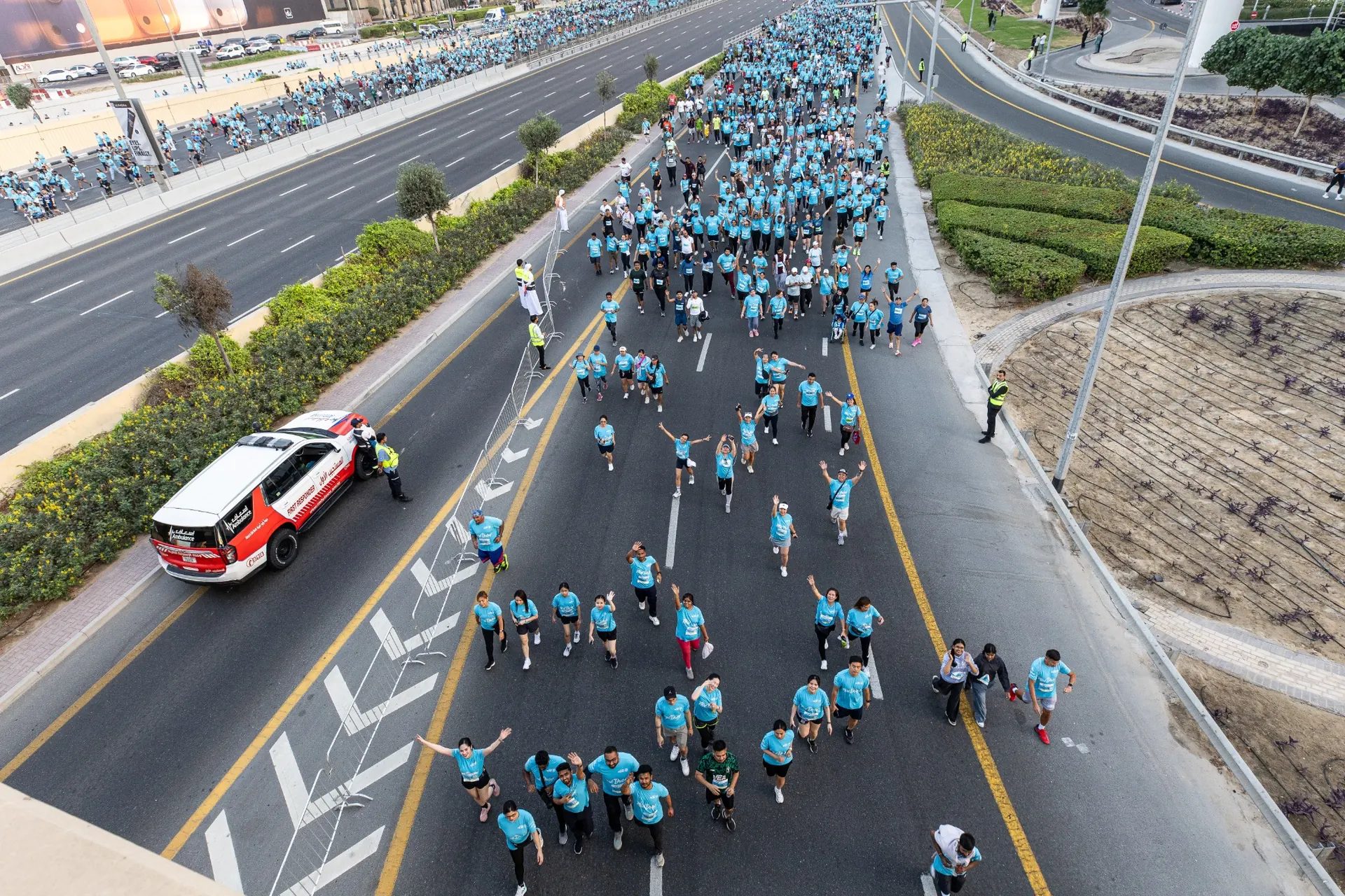 Runners filling Sheikh Zayed Road during Dubai Run